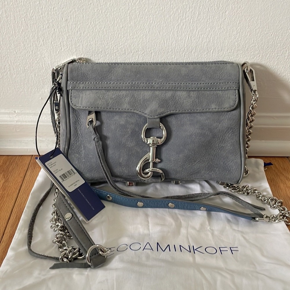 Rebecca Minkoff Mini MAC Suede Crossbody Bag - dusty blue